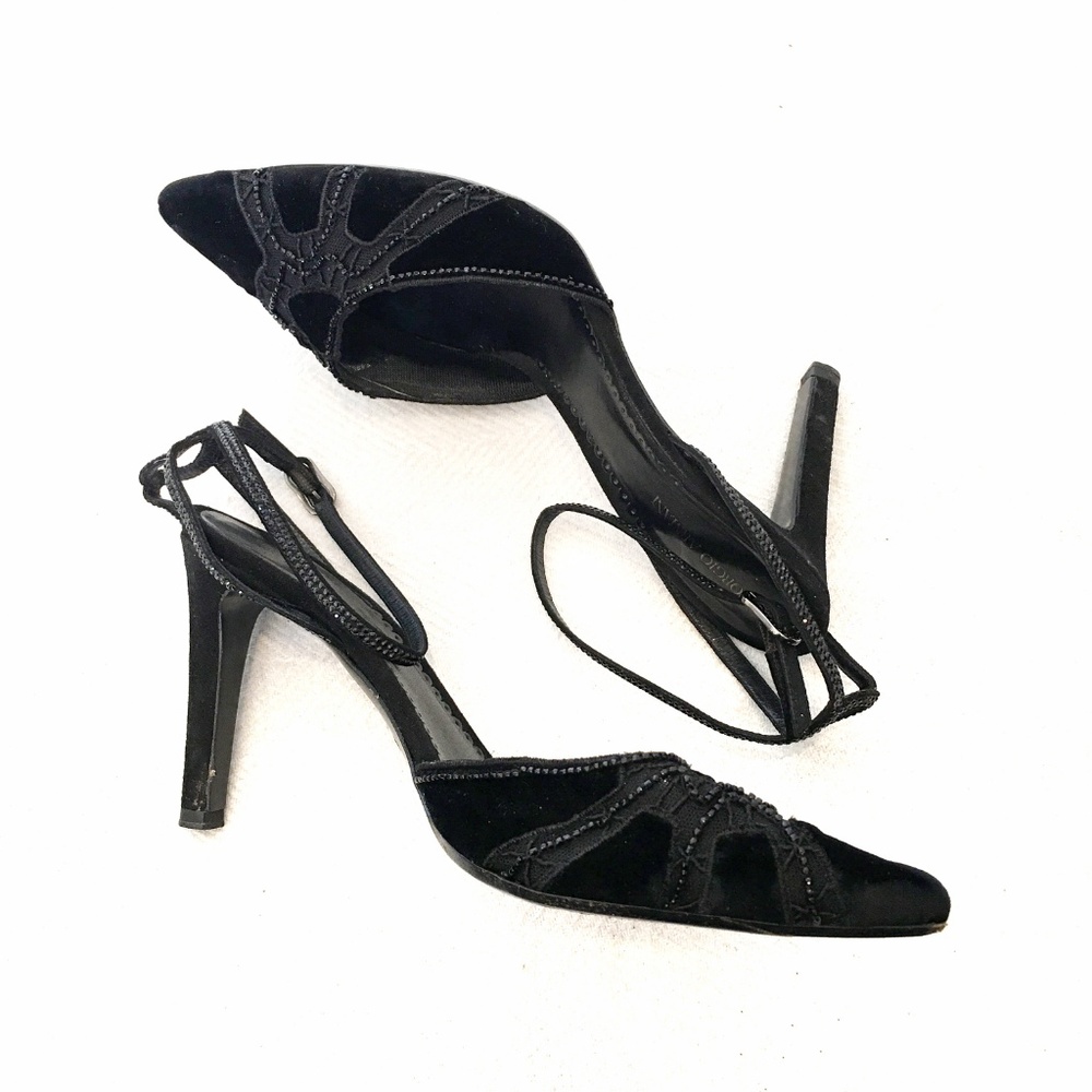 [GIORGIOARMANI]VINTAGE bedazzled ankle strap heels